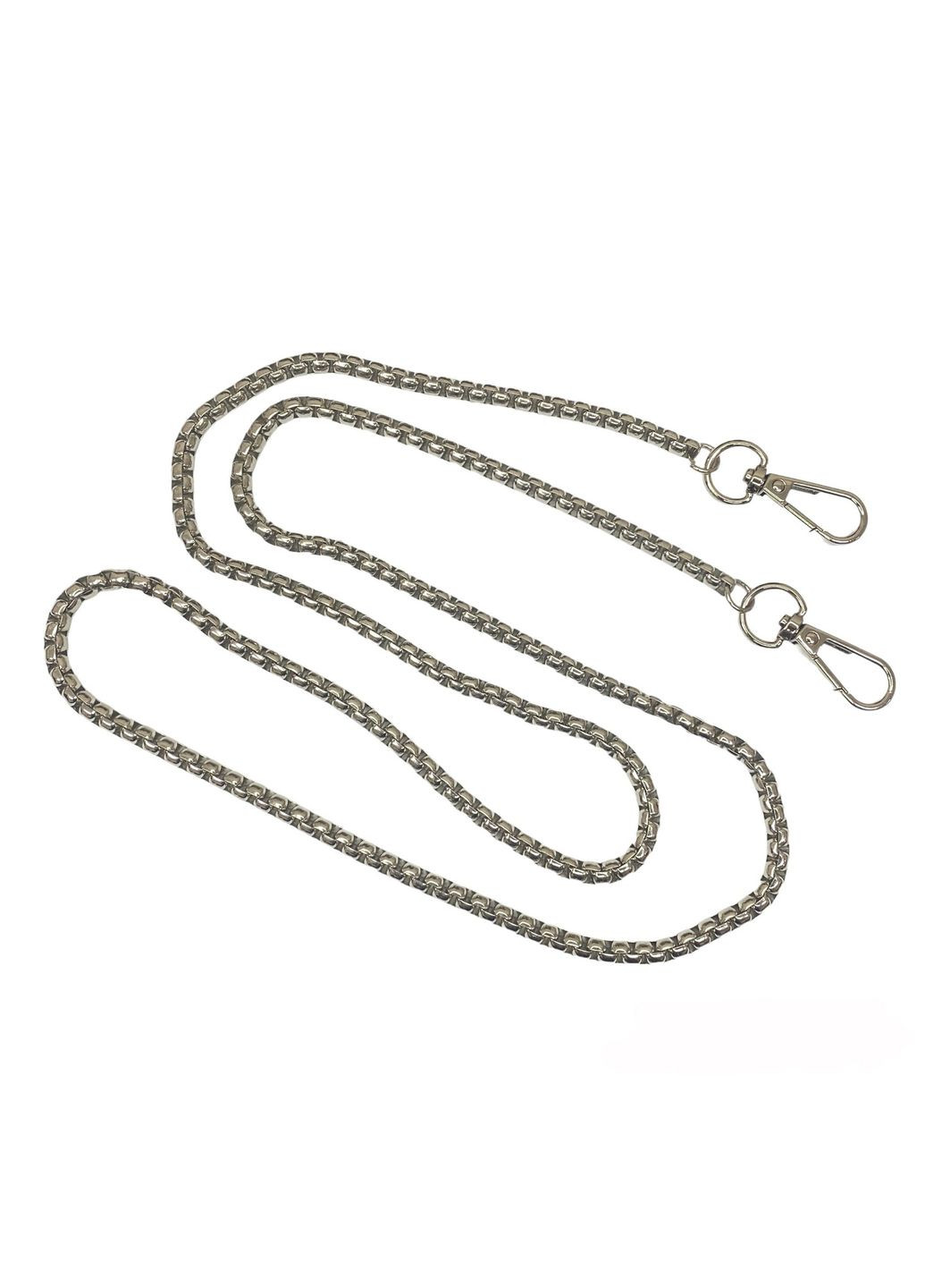 Ланцюжок-ручка для сумки колір срібло 120 см 6 мм із карабінами плетінка вага 100 г метал No Brand 5382 (293151909)