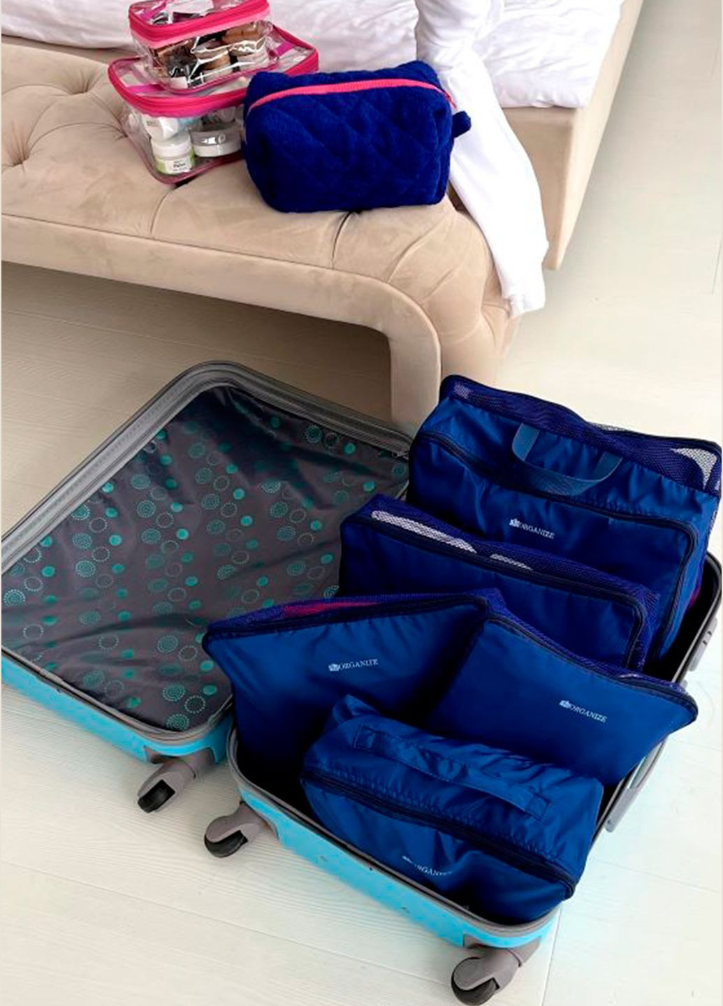 Дорожні органайзери для одягу, взуття та косметики, набір для валізи із 5 сумок Organize (295373308)