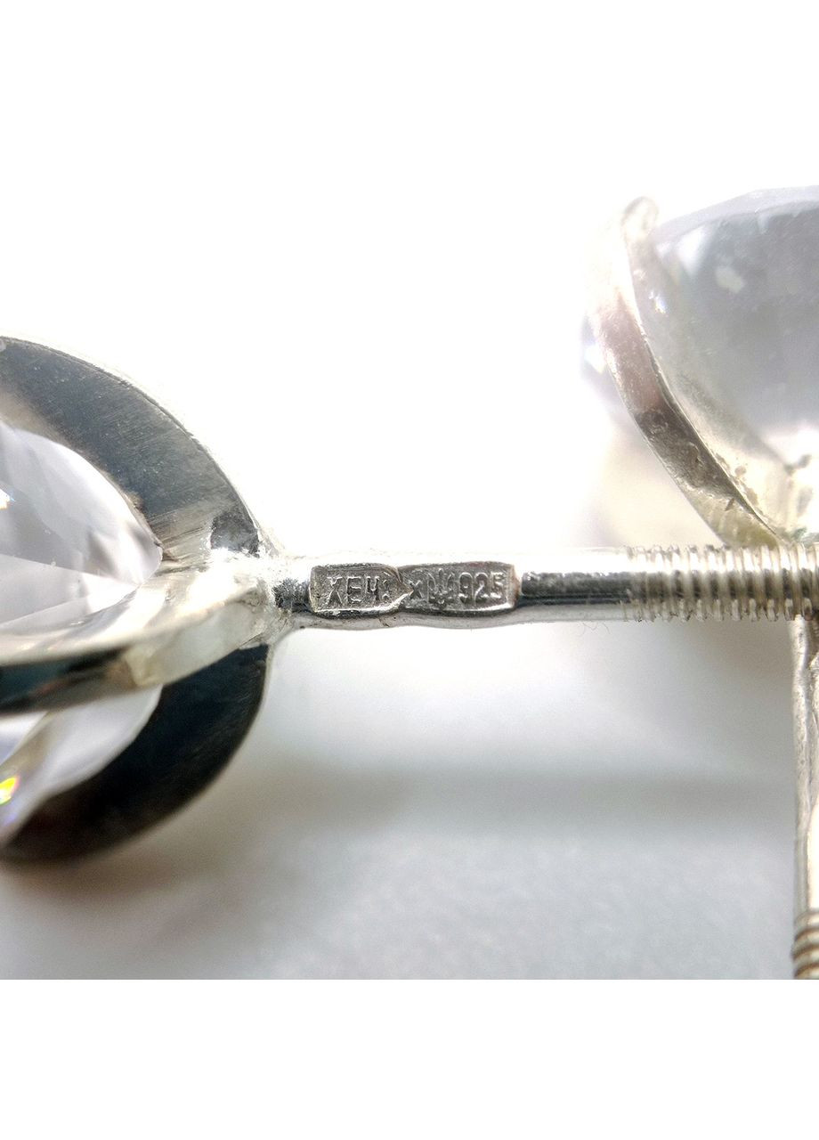 Серьги 'Королёк' серебро 925° 2,09г. винтики белые камни (2335) Elis-s (362045768)