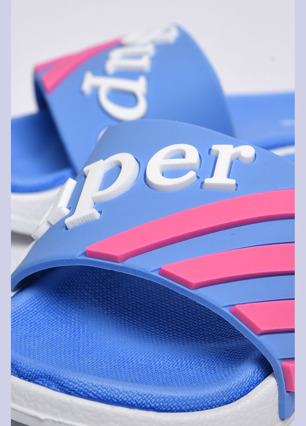 Шльопанці дитячі блакитного кольору з написом Let's Shop (297128352)