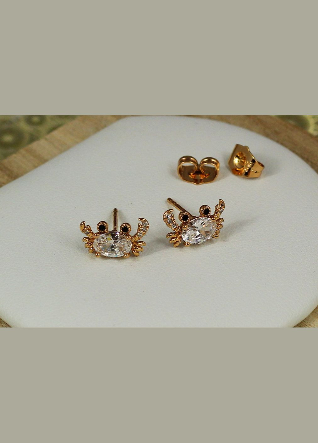 Сережки гвоздики крабики 8 мм золотисті Xuping Jewelry (316433591)