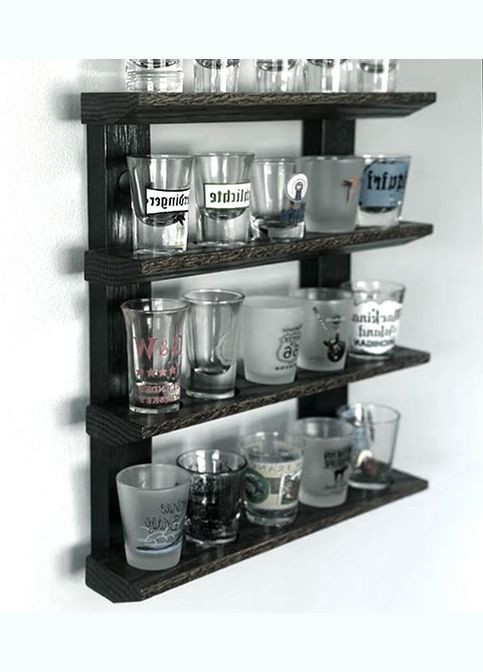 Полиця для чарок з дерева Віскасет венге (ПДШ-002712) No Brand (327869072)