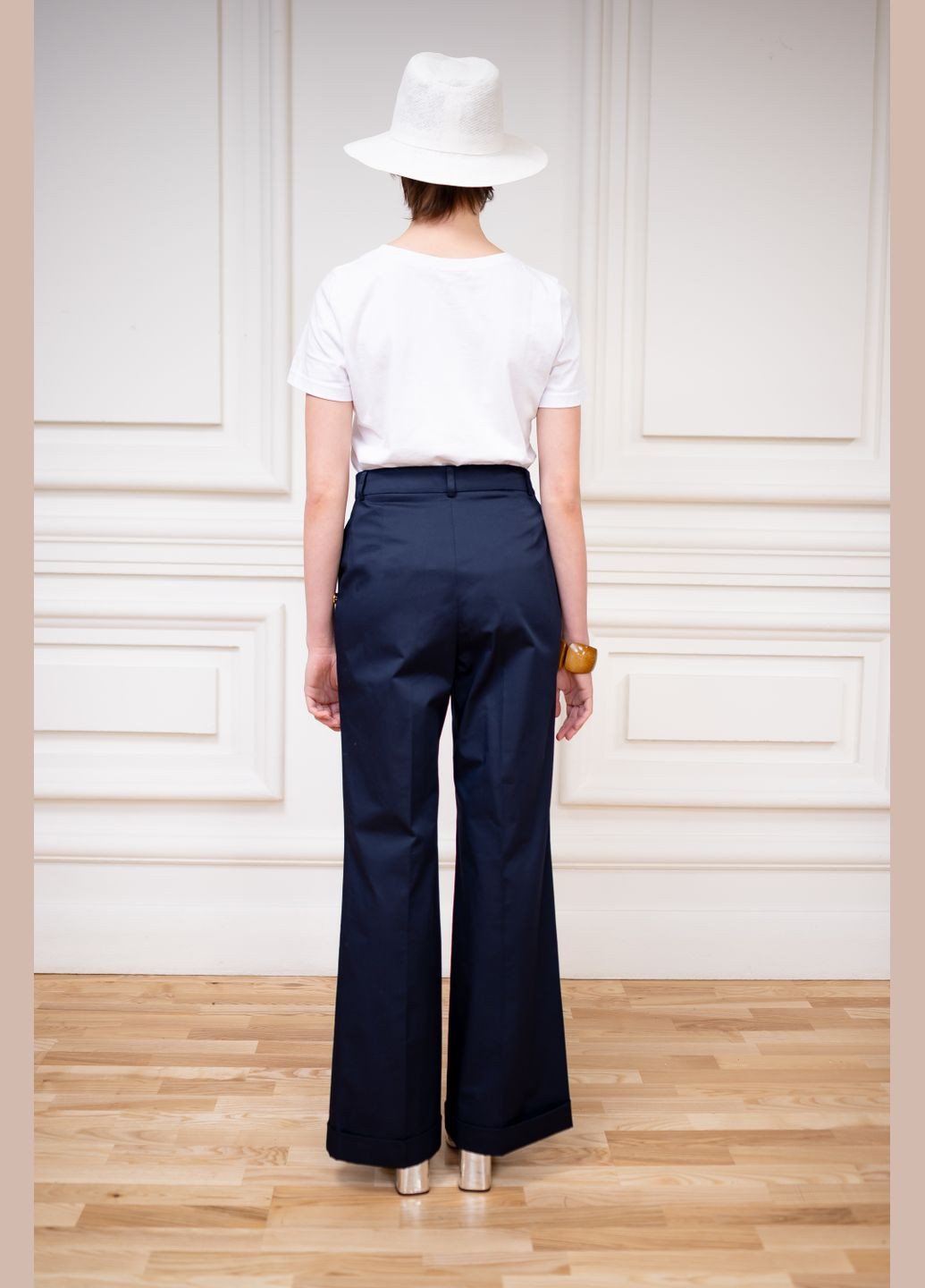 ТЕМНО-СИНІ БАВОВНЯНІ БРЮКИ В ДІЛОВОМУ СТИЛІ АНЖУ Dolcedonna (340334780)