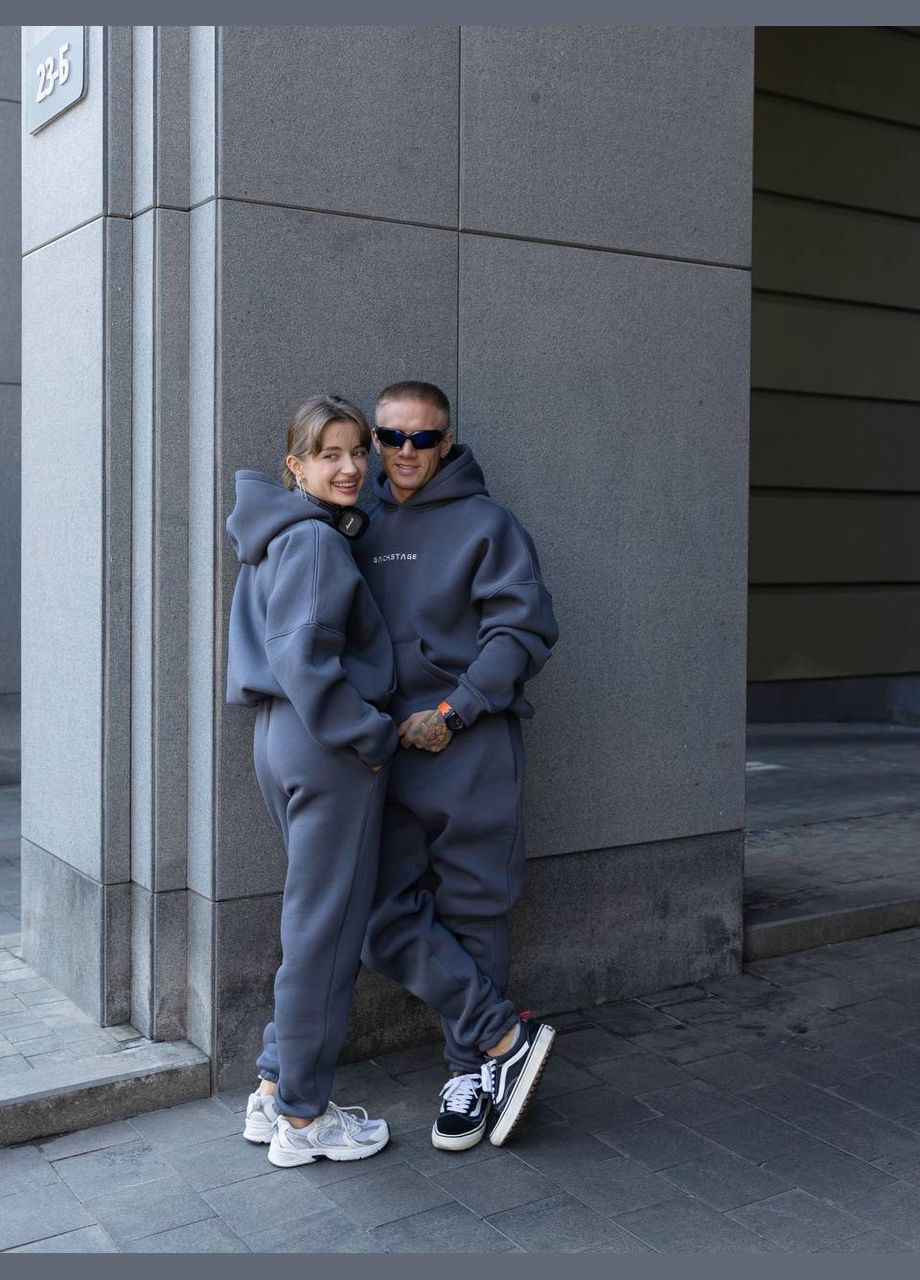 Графитовый демисезонный утепленный костюм брючный Garna