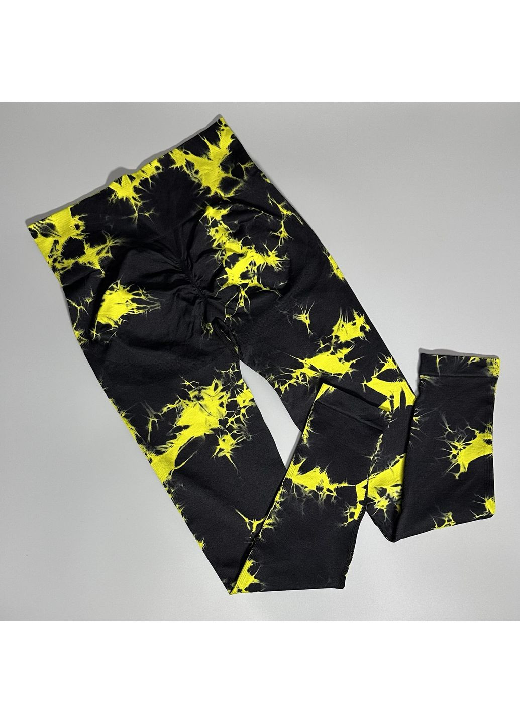 Желтые женские спортивные леггинсы (лосины) тай-дай для фитнеса и йоги No Brand