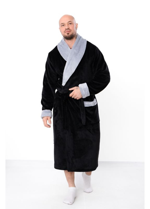 Махровий халат чоловічий однотонний з кишенями (p-7482) Носи своє (363043914)