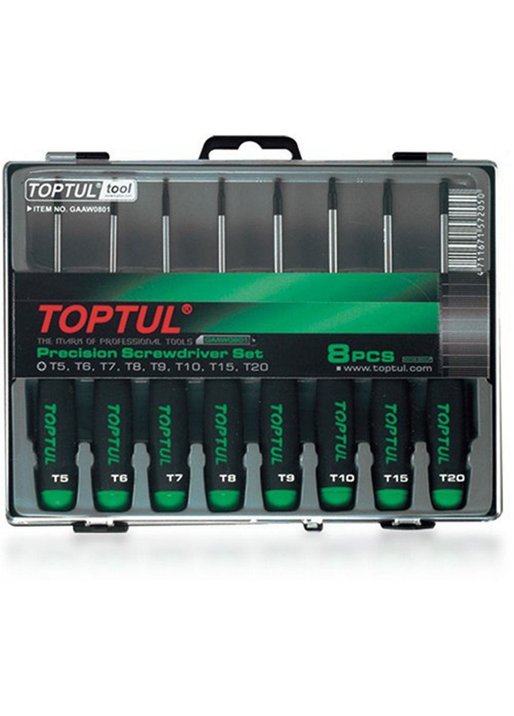 Комплект викруток для точних робіт (T5-T20) 8од. TOPTUL (289367408)