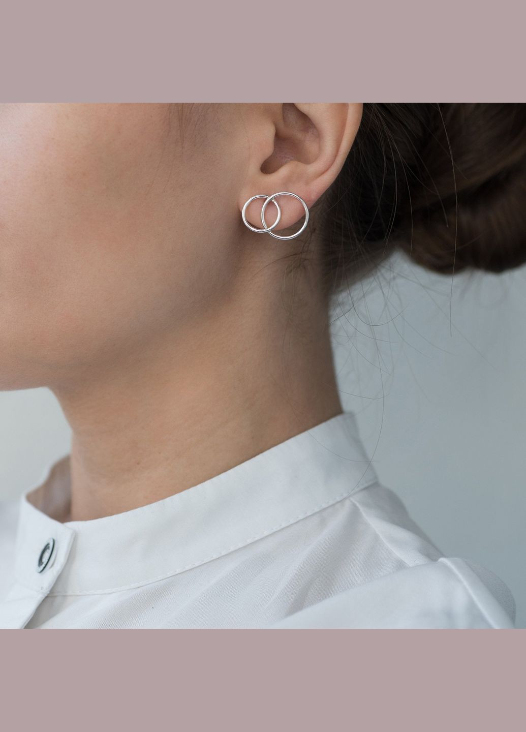 Серебряные серьги - пусеты Пересечение колец 122584 Oniks (264644436)