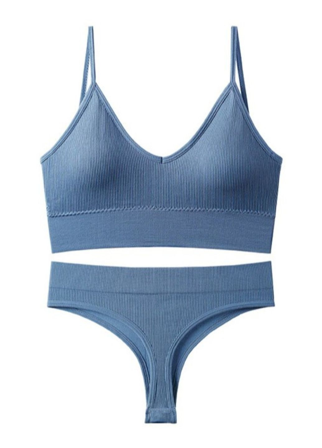 Синий демисезонный эластичный комплект белья в рубчике perfectly (973-46-48) Macarena