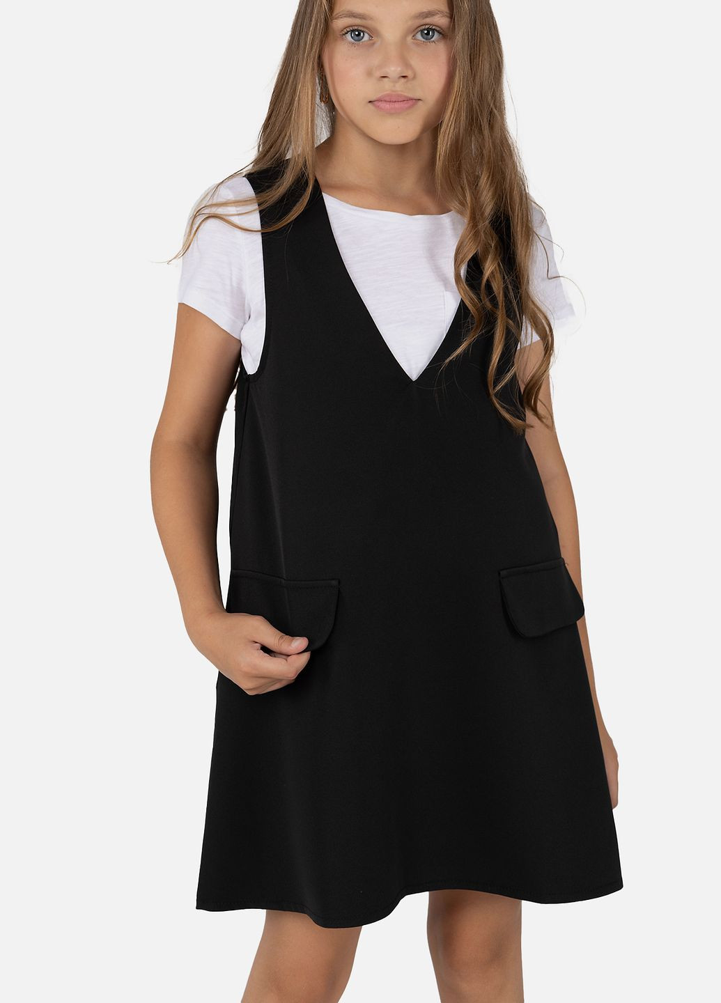 Демисезонный сарафан для девочки цвет черный цб-00251231 Yuki