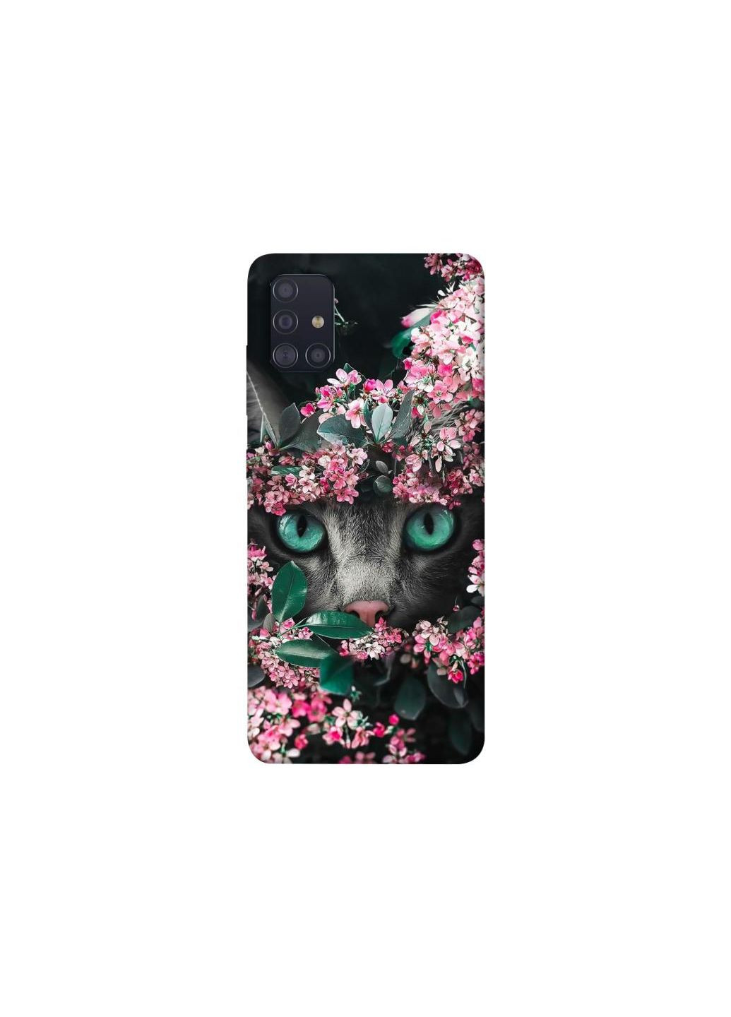 Чохол на Samsung Galaxy A51 Кіт в квітах Frontalka (353356196)
