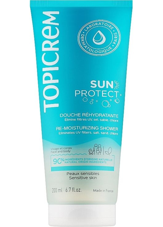 Зволожувальний гель для душу Sun Protect Moisturizing Shower Gel 200ml (1361018-31102836) Topicrem (368609969)