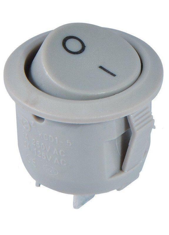 Перемикач клавішний (кнопка) 23 мм KCD1-5-101 Grey/Grey круглий A0140040069 Аско-Укрем (346086902)