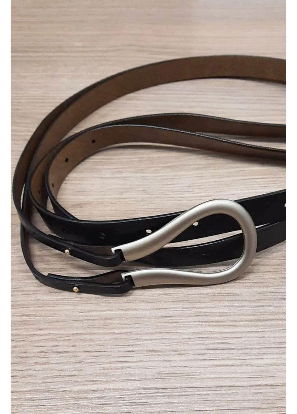 Ремінь з U-пряжкою шкіряний, колір Чорний Rica Mare (367831703)