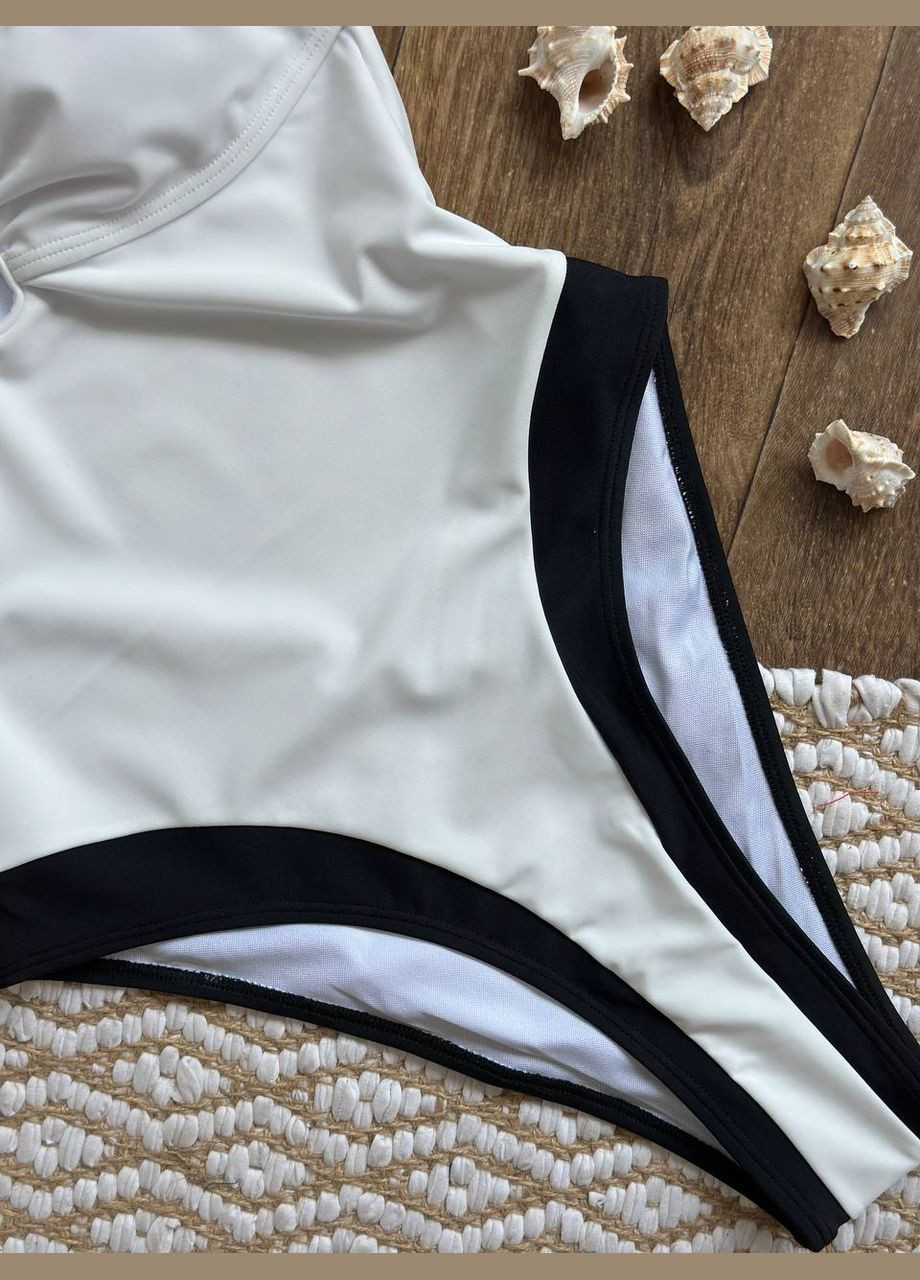 Білий літній ідеальний монокіні з акцентом на грудях суцільний Vakko