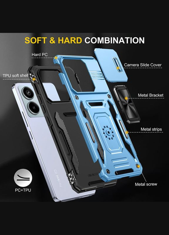 Ударостійкий чохол Camshield Army Ring для Xiaomi Redmi Note 13 Pro 4G / Poco M6 Pro 4G Epik (356096265)