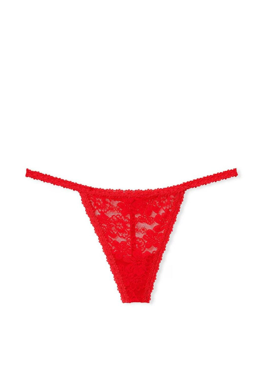Трусики-стринги женские кружевные PINK Wink V-String Panty красные Victoria's Secret (348779881)