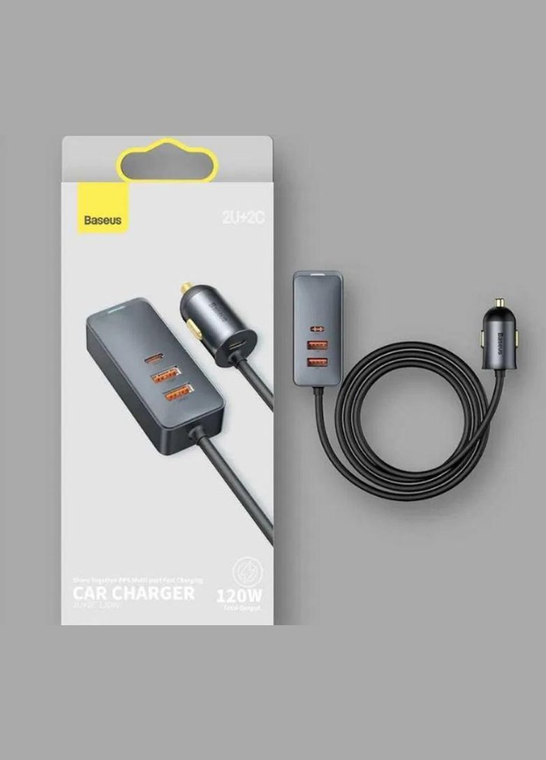 Автомобильный зарядный 152.5W BSCC-ZX-CCL 2C+U+cable black Baseus (322701308)