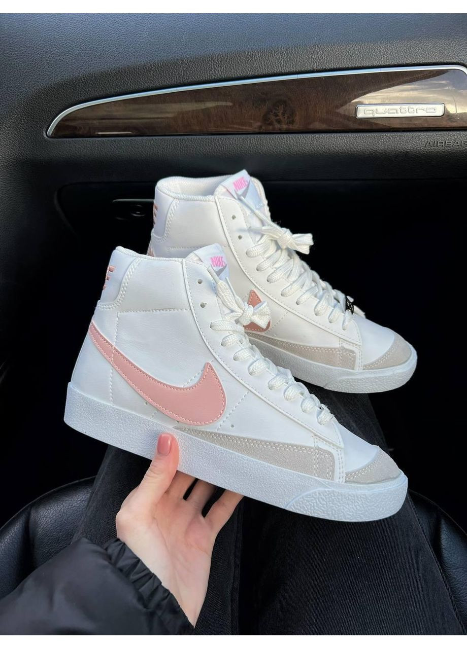 Розовые демисезонные кроссовки мужские nike blazer mid pink white найк блейзер No Brand