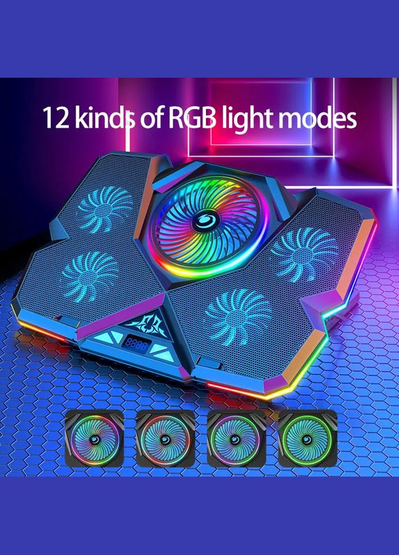 Підставка для ноутбука з охолодженням K44 з RGB-підсвічуванням Laptop Cooling Pad, Red VHG (334305197)
