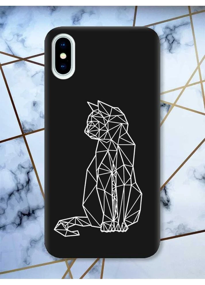 Матовий чорний чохол на iPhone X / Xs Котик принт 125 Creative (359481837)