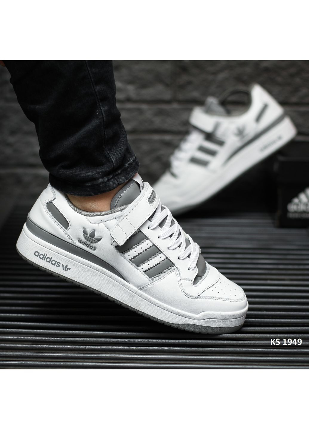 КРОСІВКИ ЖІНОЧІ ADIDAS FORUM WHITE GRAY АДІДАС ФОРУМ No Brand білі демісезони (368870455)