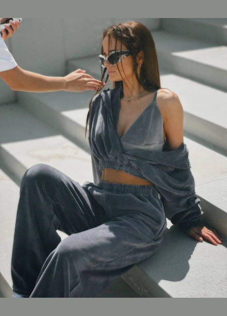 Серый костюм женский тройка No Brand (341320005)