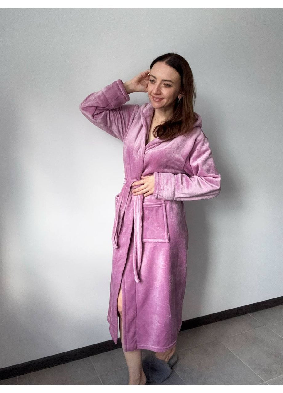 Красивий жіночий халат довжиною нижче колін рожевого кольору No Brand (364968727)