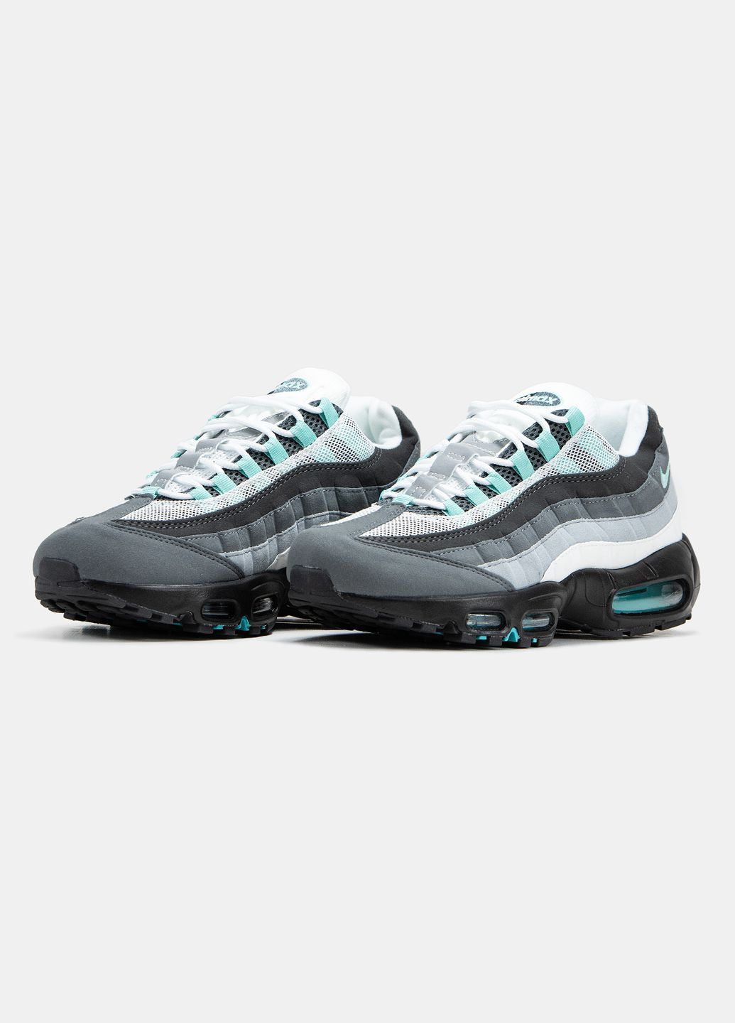Сірі всесезон кросівки чоловічі nike air max 95 gray mint black | найк аір макс 95 сірі чорні No Brand