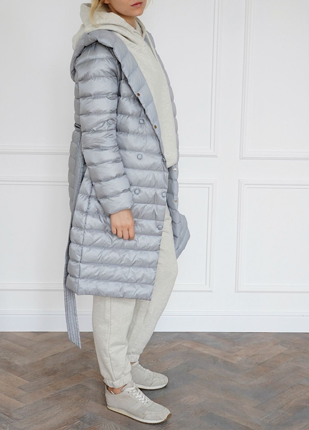 Серый демисезонный Пуховик One