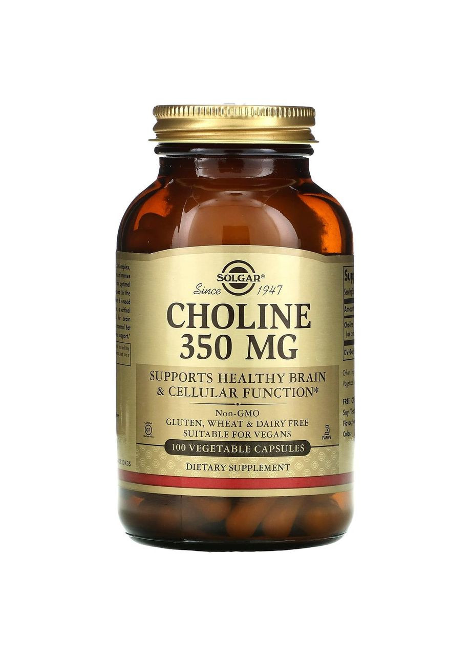 Холин, Choline, 350 мг, 100 капсул Solgar (362371546)