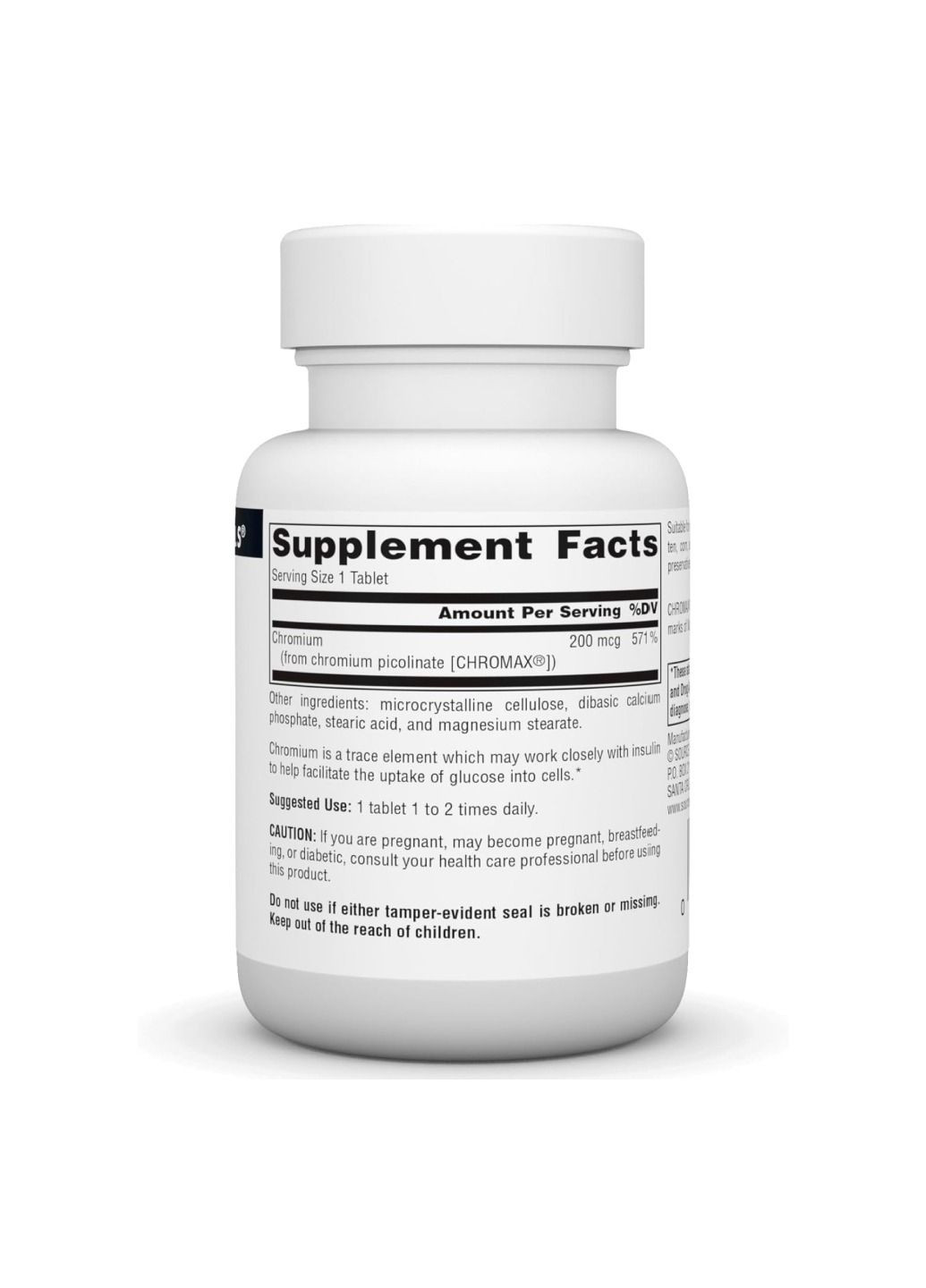 Хром піколінат Chromium Picolinate 200 mcg Yeast Free - 120 tabs Source Naturals (330984657)