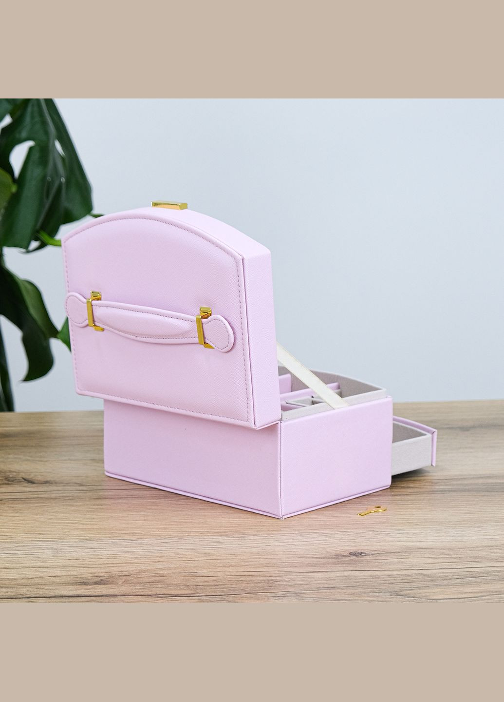 Шкатулка для украшений двухслойная с зеркалом, экокожа розовая см. (JZ-007-1) Гранд Презент (322196128)