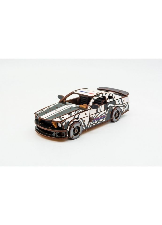 Дерев'яний 3D конструктор "Muscle car GT" Puz-00639, 162 деталі, білий PuzzleOK (334157178)