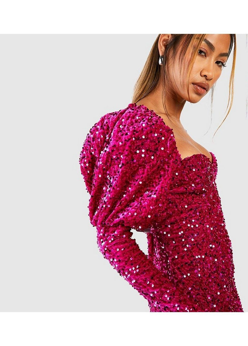 Темно-розовое коктейльное платье Boohoo однотонное