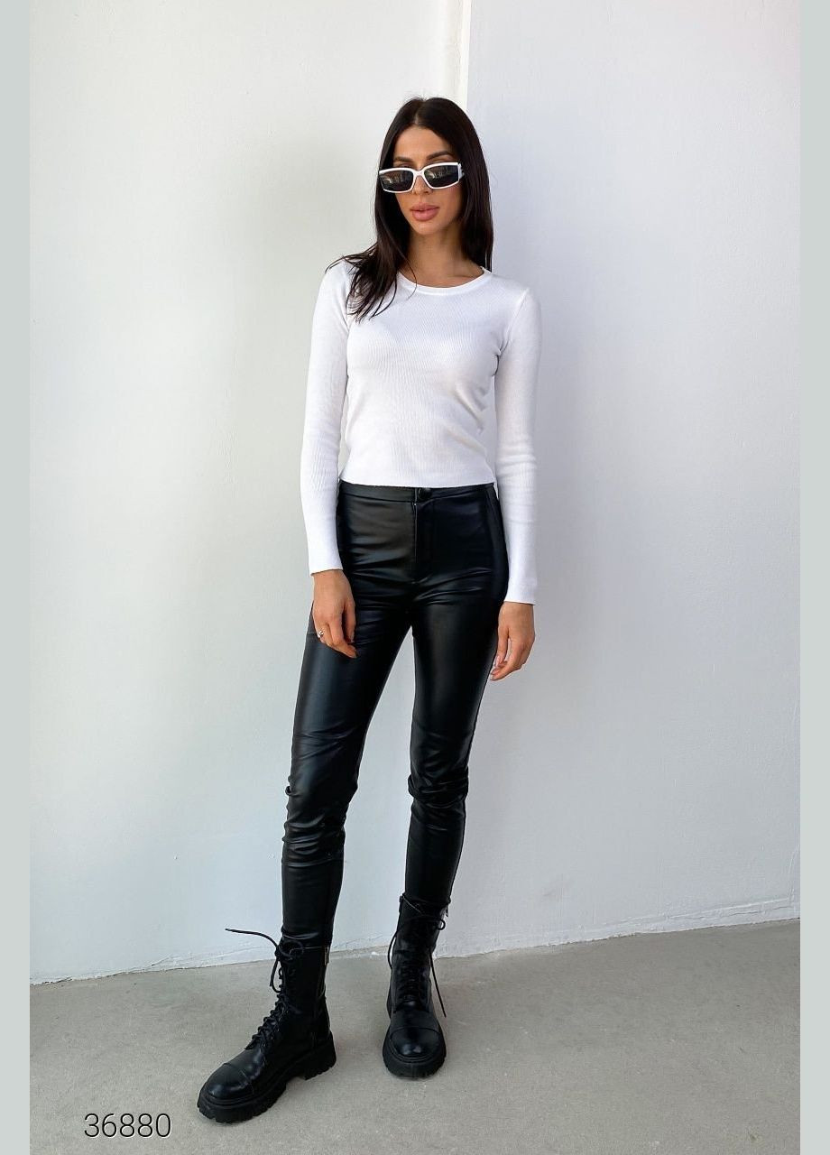 Белый демисезонный джемпер в рубчик с круглым вырезом джемпер Liton