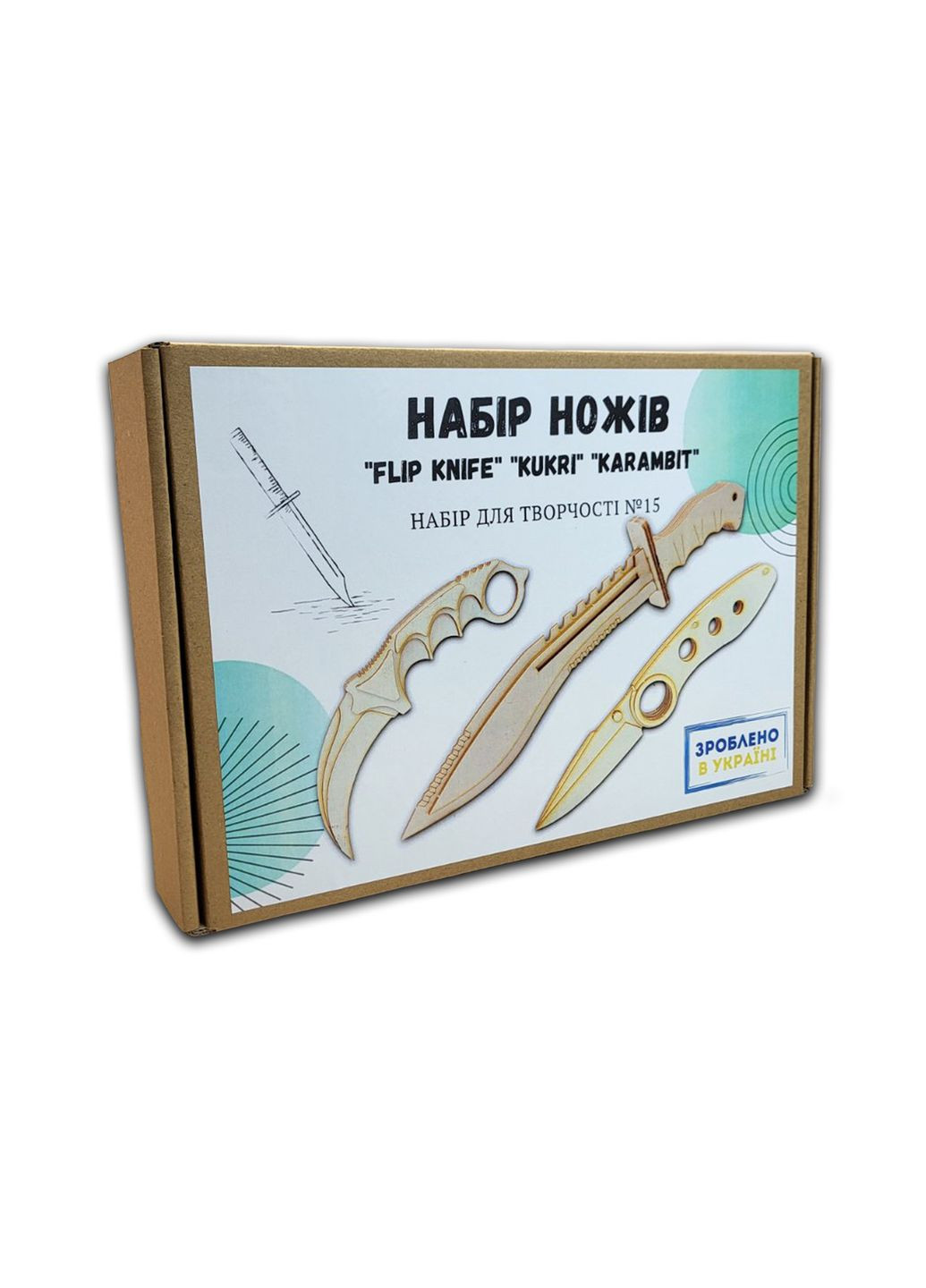 3D деревянный конструктор Набор для творчества из 3-х ножей Standoff 2 KUKRI, Flip knife, Karambit из фанеры Набор №15 KOGOTOK (335056224)