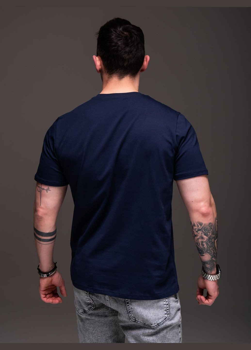 Синя футболка чоловіча синя великий розмір з коротким рукавом No Brand