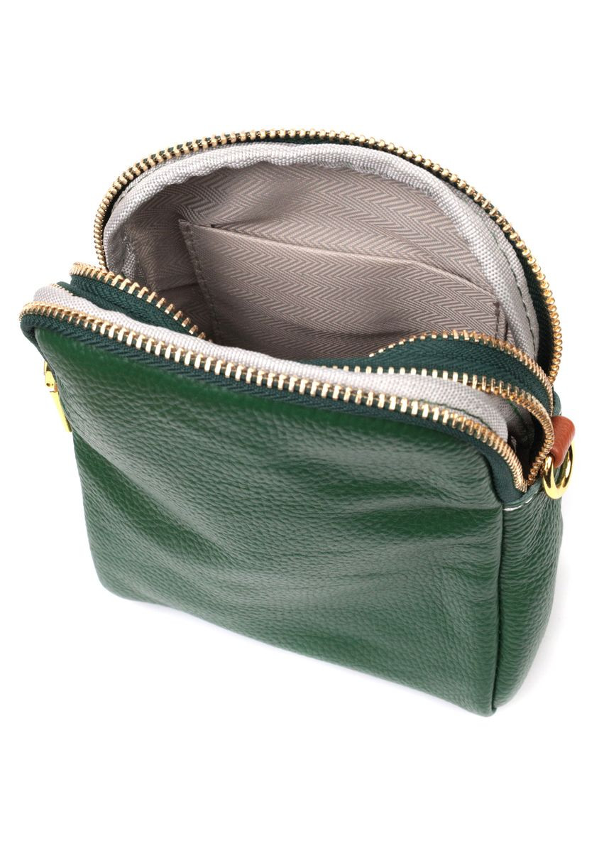 Сумка через плечо трапеция женская кожаная 22268 Зеленая Vintage (302007792)