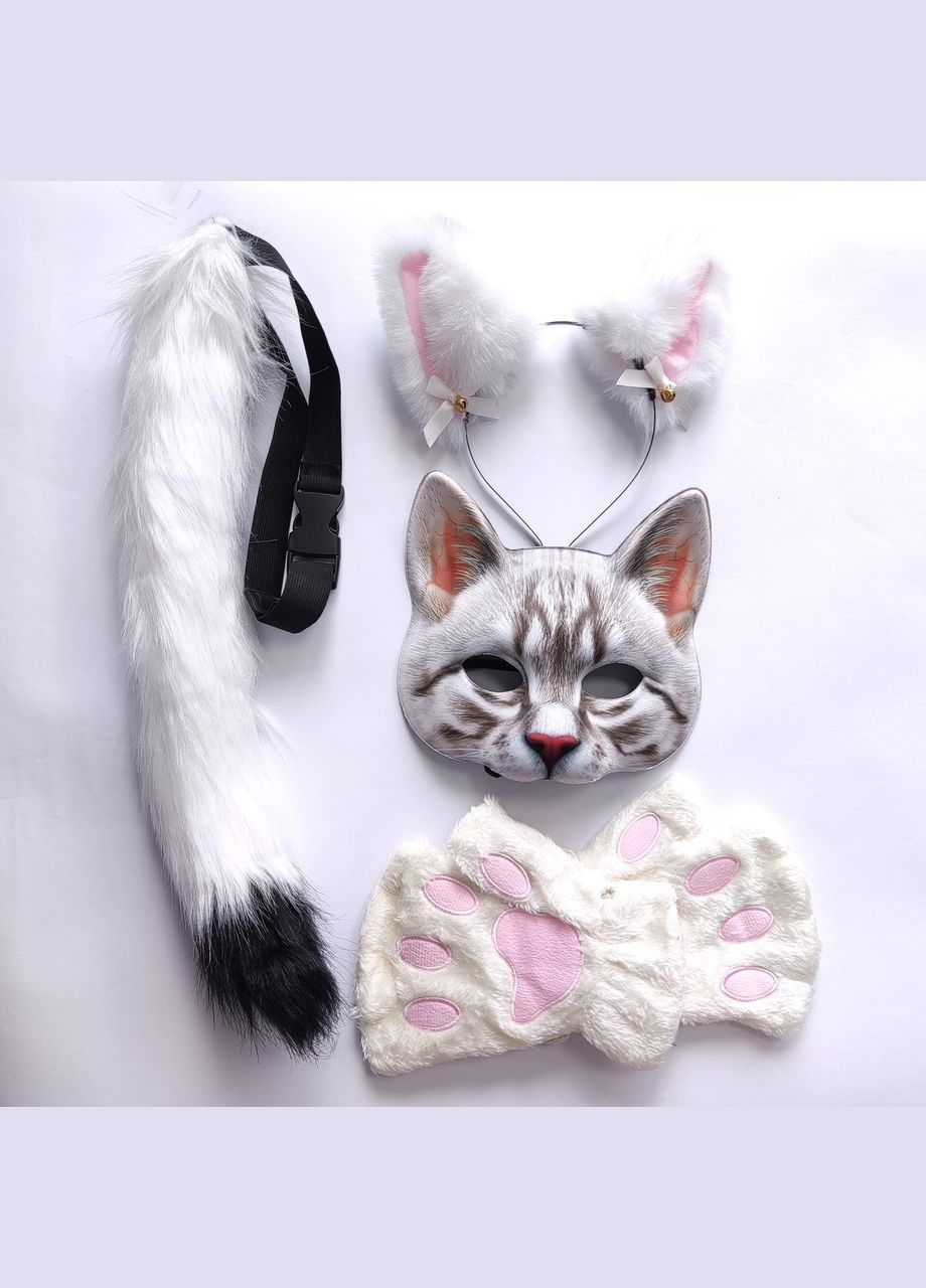 Набір для квадробіки (маска, вушка, хвіст, лапки) Костюм Котика No Brand (333163556)