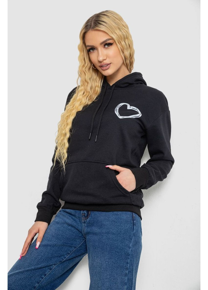 Худі жіночий на тонкому флісі, колір чорний, 238R57162-10 Ango (369972365)