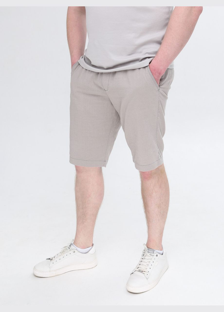 Шорти чоловічі світло-сірі бавовняні на резинці Wise Пряма (293057413)