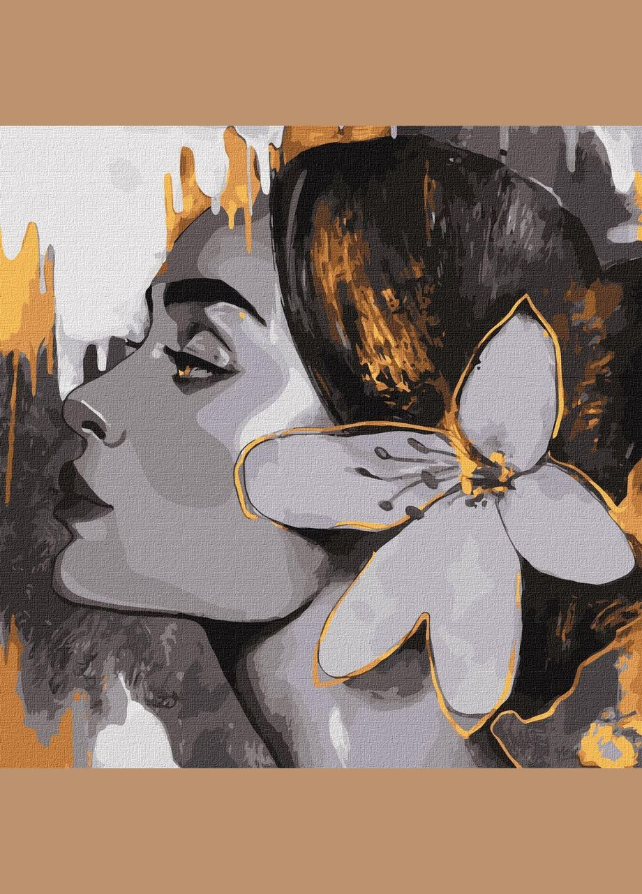 Картина за номерами Люди 40х40 Картини по цифрах на полотні Витончений профіль з фарбами металік extra Ідейка KHO4813 Идейка (308989260)