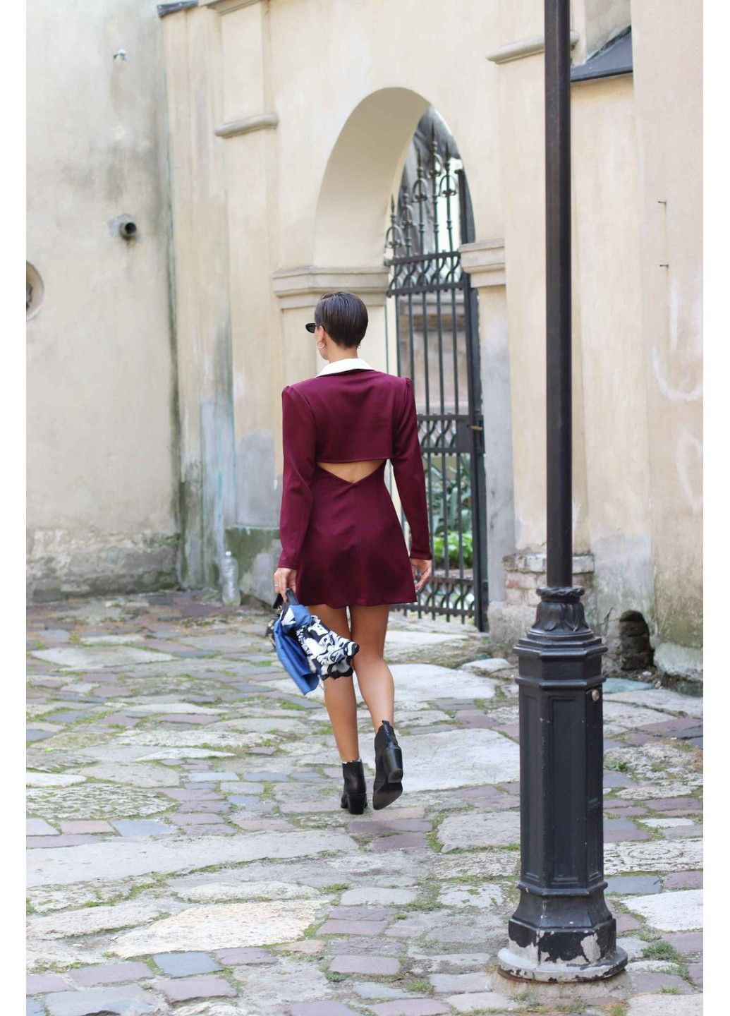 Бордова коктейльна сукня-жакет жіноча міні emily бордова сукня-жакет Handy Wear однотонна