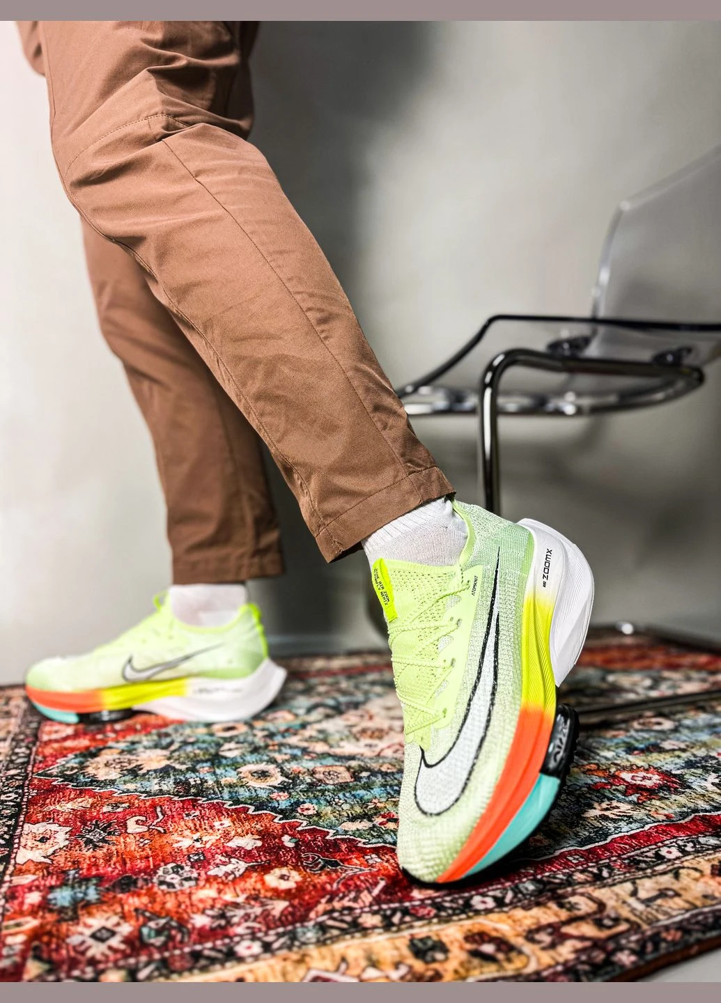 Зеленые демисезонные мужские и женские кроссовки nike air zoom alphafly next 2 green | найк аир зум алфафлай зеленые No Brand