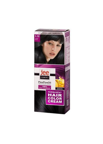 Стійка крем-фарба для волосся "Cтильний чорний" №1-12 Jee Cosmetics (328916158)