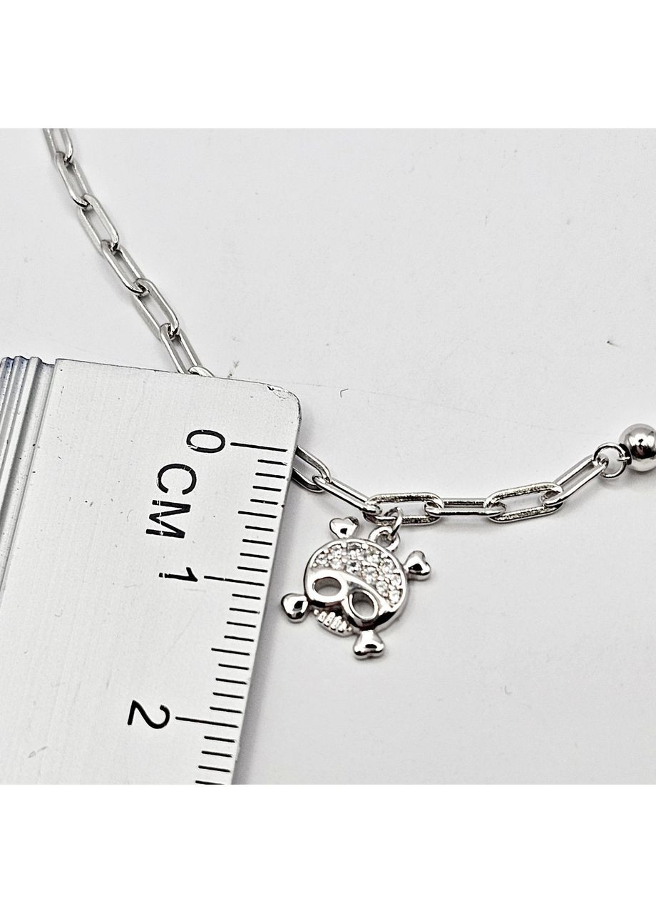 Браслет срібний на ногу "Череп" 21,5 +3 см 3,65 г No Brand (370565265)