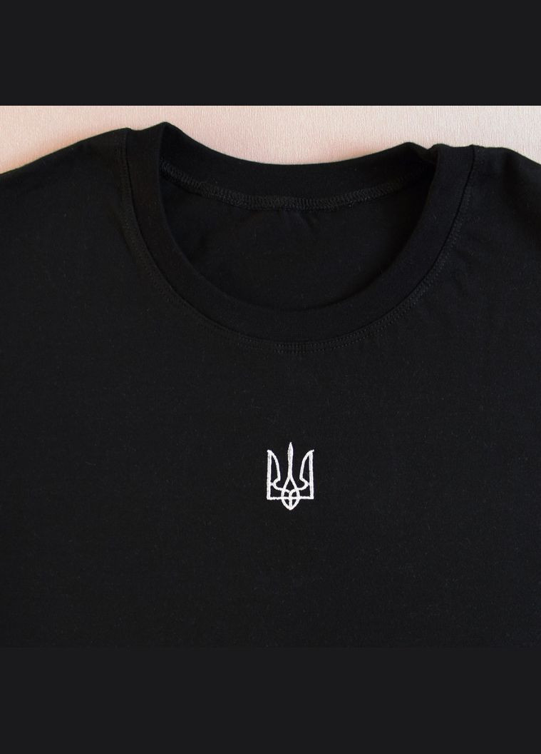 Мужская футболка с вышивкой Тризуб черная Ladan — 303727254