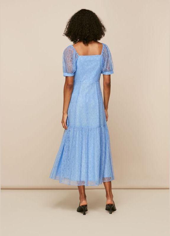 Блакитна мереживна корсетна сукня міді whistles Asos