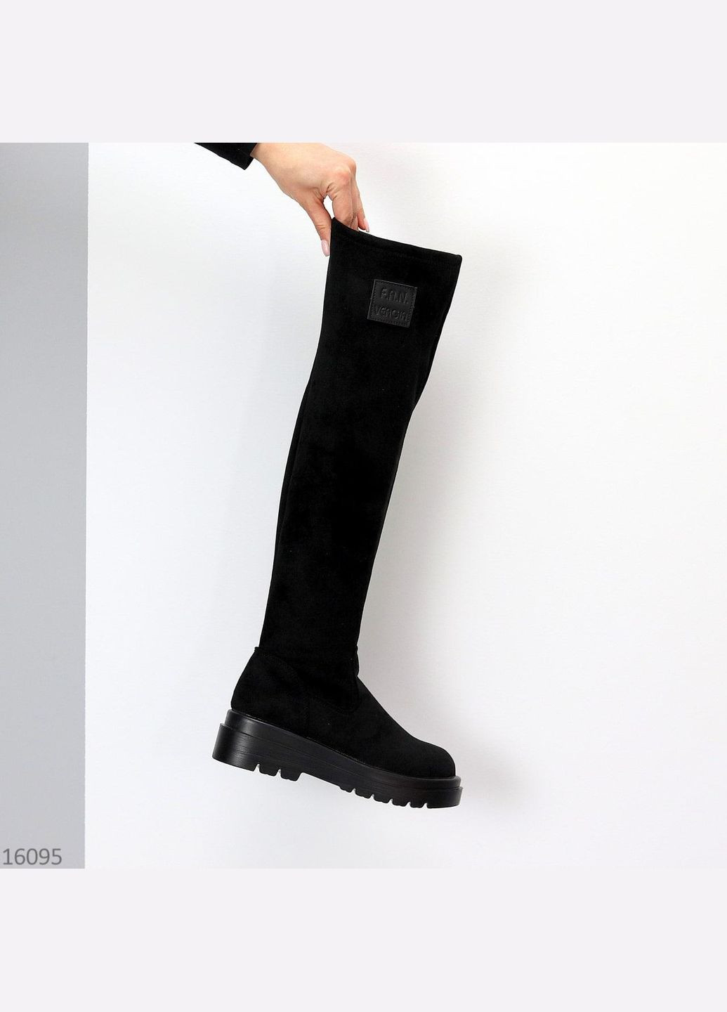 Осенние черные замшевые сапоги, модные весенние ботфорты, стильные женские удлиненные сапоги размер 36 Veagia